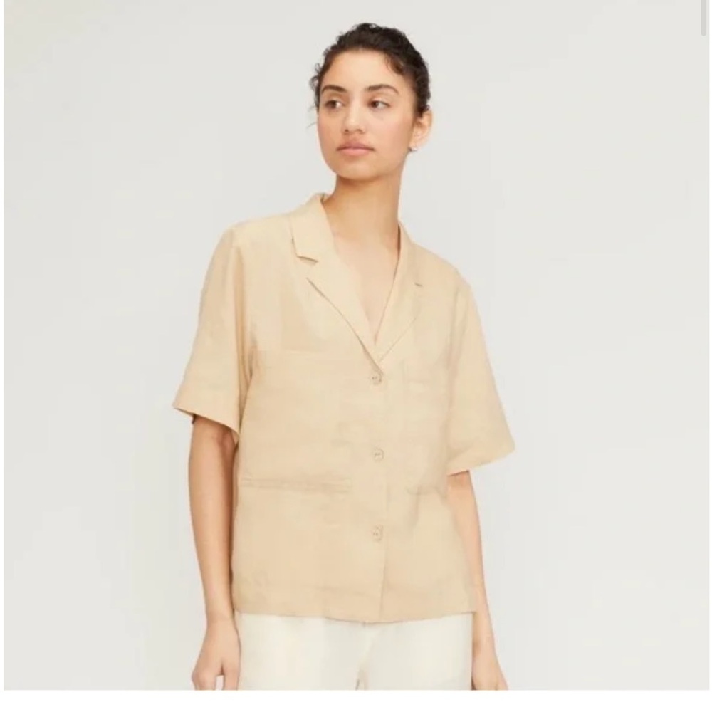 Everlane linen workwear shirt - size small khaki